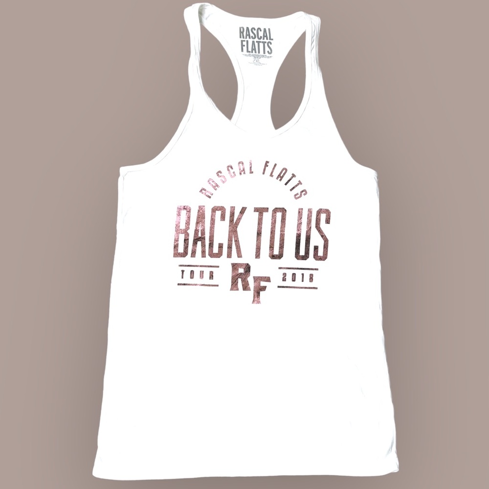 NWOT Rascal Flatts Official Back To US Tour Racerback Tank Top White Women’s 2XL